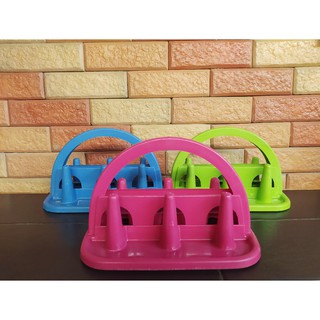 Colorful Plastic Mug/Cups Drying Stand Rack Holder Pink Green Blue