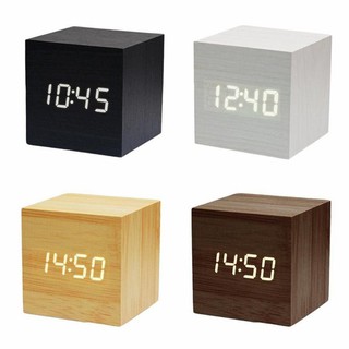 Wooden Wood Digital LED Alarm Clock Thermometer Calendar