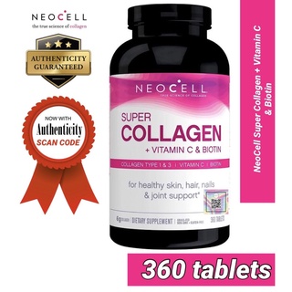 NEOCELL, Super Collagen +Vitamin C & Biotin 360 tablets (W/ Authenticity Scan Code)