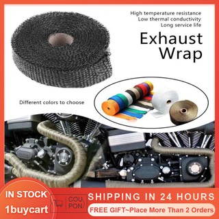 1buycart 5m Car Insulation Tape Exhaust Wrap with 4 Stainless Steel Cable Ties Muffler Motor