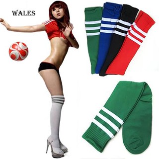 Wales&Fashion Men Women Soccer Football Basketball Striped Knee High Sport Tube Socks