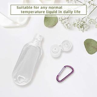 30ML/50ML Empty Bottle with Key Ring Hook /Travel Plastic Clear Keychain Bottles/ Leakproof Empty Squeeze Containers/For Lotion,Shampoo,Cosmetic,Alcohol,Disinfectant Liquid (6)