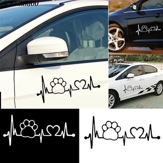 Emden Heartbeat Dog Paw Creative Motorcycle Car Window Body Sticker Decal