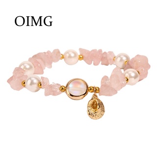 OIMG Women's Crystal Shell Pearl Conch Bracelet