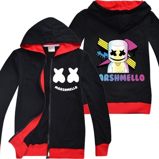 Hot 2020 DJ Marshmello Mask Music Jacket Spring Autumn Boys Fashion Clothing Zipper Hooded Children Kids Outerwear