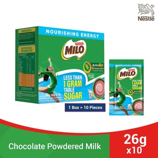 drink❆MILO Less Than 1g Table Sugar Powdered Choco Malt Milk Drink 26g - Pack of 10
