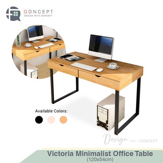 Qoncept Furniture Work / Computer Table / Home Office Minimalist Desk w/ 2 Drawers