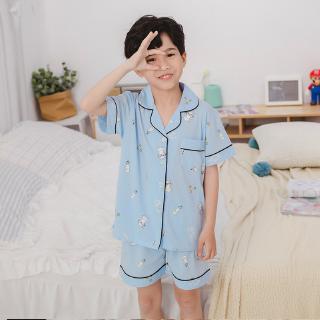 Pajamas summer short sleeve boys' thin home summer children's cartoon home clothes (3)