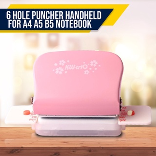 6 Hole Puncher Handheld Metal Punchers 5 Sheet Capacity for A4 A5 B5 Notebook Scrapbook