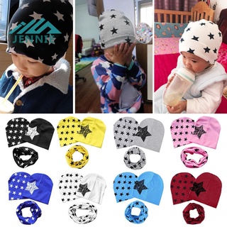☆READY☆ 3pcs Autumn Winter Baby Hats Scarf Set Cotton Star Print Kid Newborn Beanie