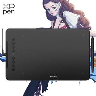 XP-PEN DECO01V2 Digital Graphic Drawing Tablet Pen Tablet Support Android Phone With Tilt Function And 8192 Pressure Levels Battery-free Pen Graphic Tablet With Customizable Shortcut Keys And Free Protective Flim And Drawing Glove (10 × 6.25 inch)