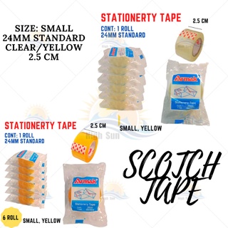 (COD) Stationery Tape Scotch Tape Adhesives Tape Per Roll Clear and Yellow