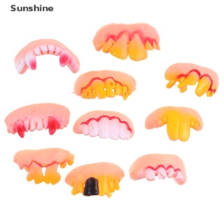 【Sunshine】 10pcs Funny Goofy Fake Vampire Denture Teeth Halloween Decor Prop Trick Toy PH