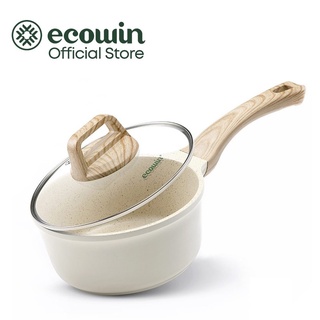 Ecowin 18cm Upgrade Medical Stone Non Stick Saucepan Soup Pot With Lid PFOA Free Suitable For All Kinds Of Stoves- Cream/White