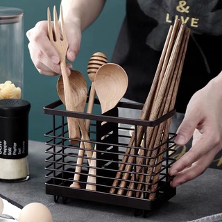 Chopsticks Storage Holder Wooden Chopsticks Tube Hollow Drain Dish Drying Rack Kitchen Organizer Utensils (2)
