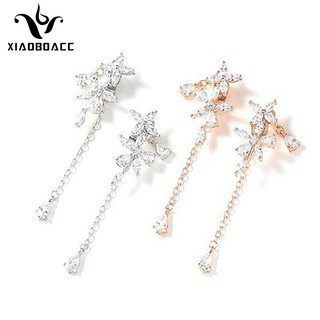XiaboACC 925 Silver Needle Korean Fashion Micro Inlay Zircon Tassel Earrings (1)