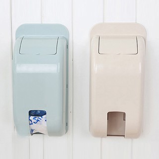 BK✿Candy Color Plastic Self-Adhesive Wall-mounted Garbage Bag Storage Box Container (5)