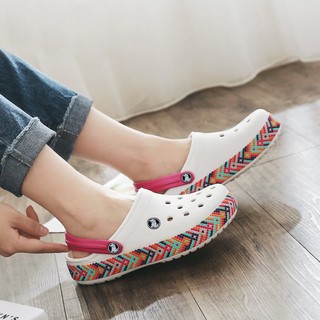 Pink Rainbow Crocs Duet Sport Clogs Authentics Unisex Sandals Women's Flat Slippers (7)