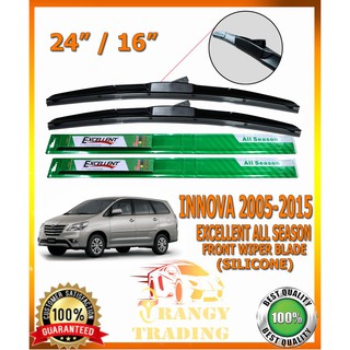 Toyota Innova 2005 to 2015 (24" / 16") Excellent Front Wiper Blade All Season RAZOR TYPE SILICONE