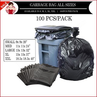 100pcs Garbage Bag Plastic Bag Trash Bag Roll Basurahan Trash Can in S, M, L, XL, XXL Tita Approved