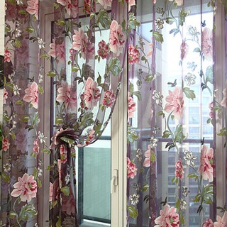 Elegant Floral Tulle Voile Window Curtain Panel Drape Scarf (1)
