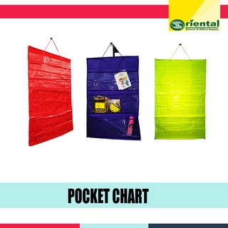 Standard Plain Color Pocket Chart - 3 pockets - 24 x 45 inches - Random Color - Sold per piece