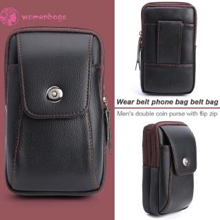WB✿Multi-Function Men Fashion Wallet Portable Retro Leather Zip Clutch Card Bag Belt Purse