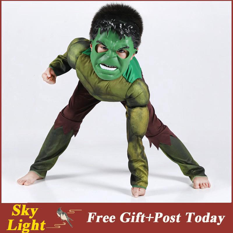 Avengers Hulk Costumes Halloween Party Cosplay Boys Kid Suit
