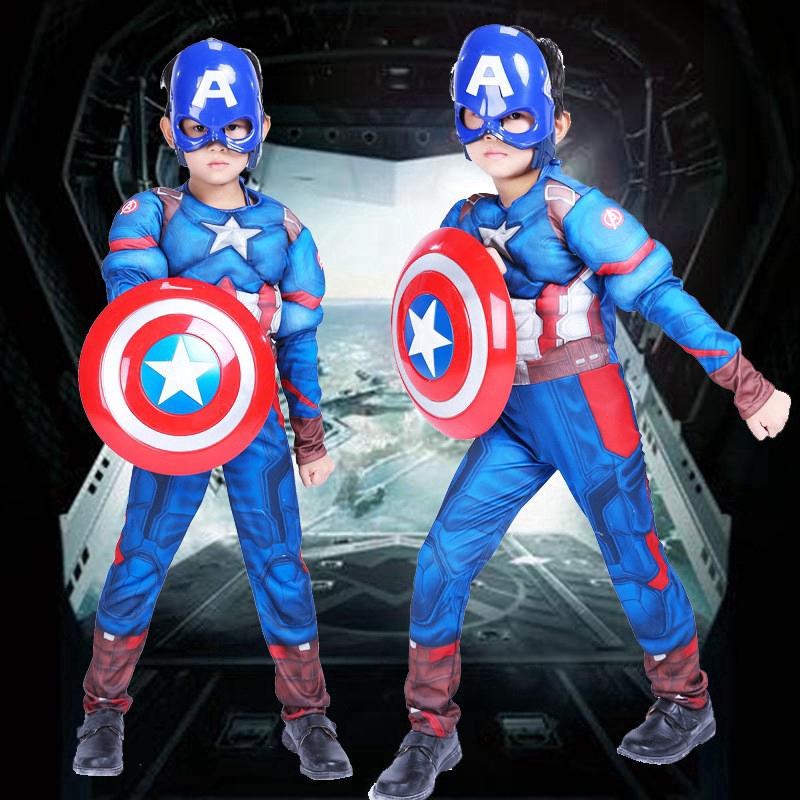 Avengers Captain America Costume boys Hero Jumpsuit Mask