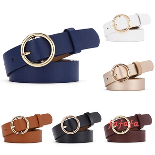 CYTX-Unisex Solid Color Belt Round Buckle Soft Leather Wear Resistant Fashion Retro Classic Waistband