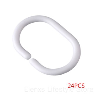 24pcs/Set White Plastic C Shape Bath Drape Shower Ring Loop Bendable Bathroom Curtain Hooks ELEN (1)