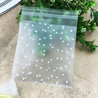 100pcs Frosted Cute Dots Plastic Pack Candy Cookie Soap Packaging Bags Cupcake Wrapper Self