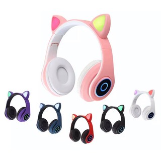 Earphone Cute Kids CAT EAR Headphones Led Adjustable Wired/Wireless Bluetooth Headphone for Boys Gir