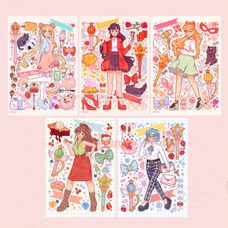 Sailor MoonAnime Magical girls Art Prints ♥ cafhune ♥ DIY Scrapbook Diary Planner Deco