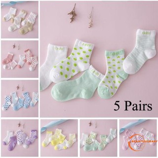 ATY-5 Pairs Baby Boy Girl Star Striped Baby Socks Cotton (3)