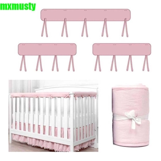 MXMUSTY Solid Color Crib Rail Cover Cotton Cradle Anti-bite Protector 3-Piece Breathable Padded Baby