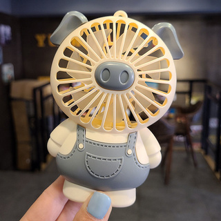 Electric fan small student portable portable portable USB charging cute pig desktop wind big silent dormitory with lights