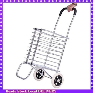 【available】Shopping Cart Grocery Rolling Folding Laundry Basket on Wheels Foldable Utility Trolley C