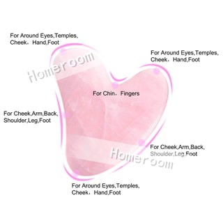 【24H Shipping】Natural Rose Quartz Stone Guasha Facial Face Neck Body Gua Sha Board Massager (2)