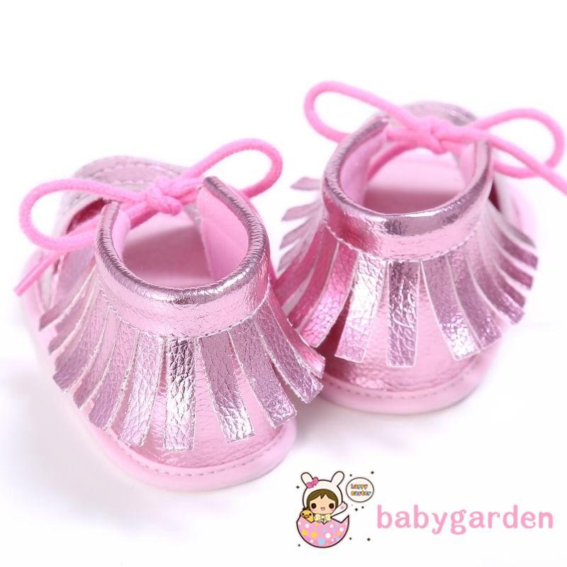 BPY-Summer Baby Girls Kids Sandals Tassel Anti-Slip Crib (9)