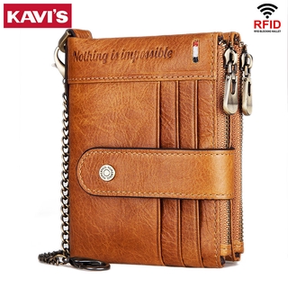 KAVIS RFID Fashion Men Wallet Genuine Leather Short Standard Walet Hasp Male Coin Purse Multi-functi