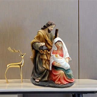 Holy Family Scene Figurine Jesus Statue Miniature Sculpture Table Room Decor