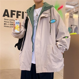 Layered-look Casual Jacket Male Loose Hooded Jacket