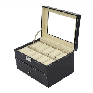 Double-Layered 20 Grids Leather Watch Box WB20