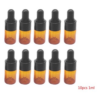 10pcs Amber Glass Dropper Bottles & Black Cap Essential Oil Perfume Sample Bottle