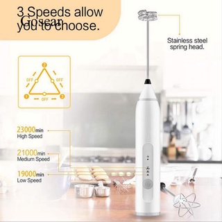 Ready Stock/❀Gosear Electric Milk Frother USB Rechargeable 3 Speeds Handheld Milk Frother Creamer Fo