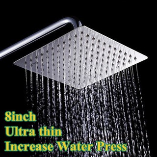 wonderful♥ 8inch Square Rain Rainfall Shower Head Stainless Steel Ultra-thin Bathroom Top Sprayer Faucet (1)