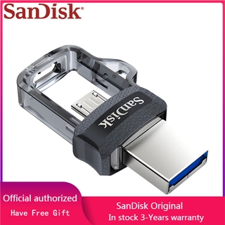 100% Original SanDisk Ultra Dual Drive M3.0 Pendrive 256GB 128GB 64GB 32GB 16GB Micro USB 3.0 Dual Slot OTG Memory Stick U Disk For Phone/PC