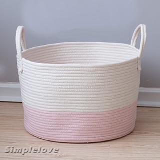 Large Cotton Rope Handle Storage Basket Laundry Basket Storage For Kids Toys or Potted Plants Photo