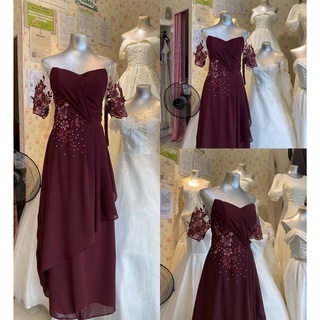 Burgundy Laced Long Gown